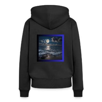 Pleine lune avec la mer - Sweat à capuche Premium bio Femme - noir - Dos - Julia (174cm)