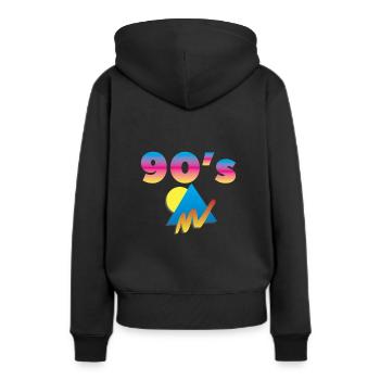 90's 90iger Party Jahrzehnt Geschenk Idee Jahrgang - Frauen Premium Bio Hoodie - Schwarz - Hinten - Julia (174cm)