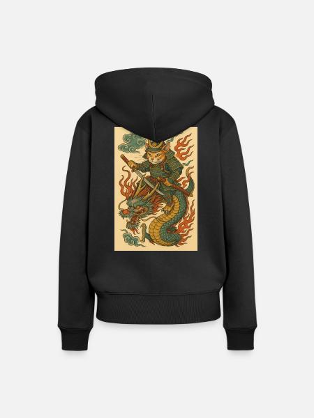 Geist eines Kriegers im Drachenkampf - Frauen Premium Bio Hoodie - Schwarz