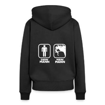 Dein Mann Mein Mann Bergsteiger Geschenk - Frauen Premium Bio Hoodie - Schwarz - Hinten - Julia (174cm)
