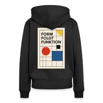 Bauhaus Design - Frauen Premium Bio Hoodie - Schwarz - Hinten - Julia (174cm)