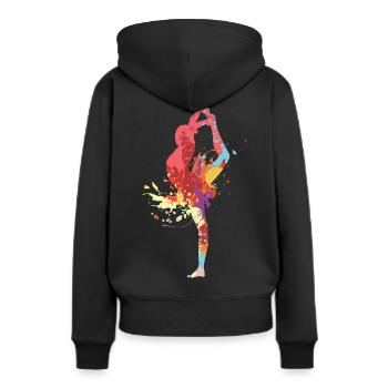 Turnen - Frauen Premium Bio Hoodie - Schwarz - Hinten - Julia (174cm)
