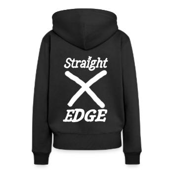 Straight Edge - Frauen Premium Bio Hoodie - Schwarz - Hinten - Julia (174cm)