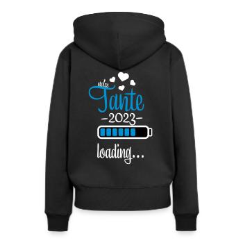 tante 2023 - Frauen Premium Bio Hoodie - Schwarz - Hinten - Julia (174cm)