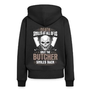 Boucher boucher boucher boucher boucher - Sweat à capuche Premium bio Femme - noir - Dos - Julia (174cm)