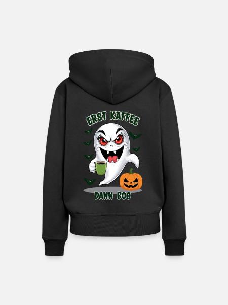 Böser Geist mit Kaffee - Frauen Premium Bio Hoodie - Schwarz