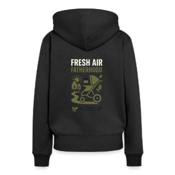 Crèche Papa Paternité Fierté - Sweat à capuche Premium bio Femme - noir - Dos - Julia (174cm)