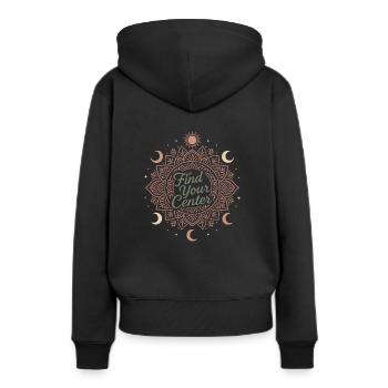 Boho Yoga Cadeau spirituel pour les yogis conscients - Sweat à capuche Premium bio Femme - noir - Dos - Julia (174cm)