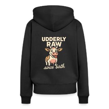 Boire du lait cru Lait cru de la ferme Fraîcheur - Sweat à capuche Premium bio Femme - noir - Dos - Julia (174cm)