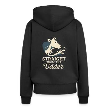 Boire du lait cru Lait cru de la ferme Fraîcheur - Sweat à capuche Premium bio Femme - noir - Dos - Julia (174cm)