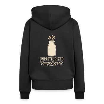 Boire du lait cru Lait cru de la ferme Fraîcheur - Sweat à capuche Premium bio Femme - noir - Dos - Julia (174cm)