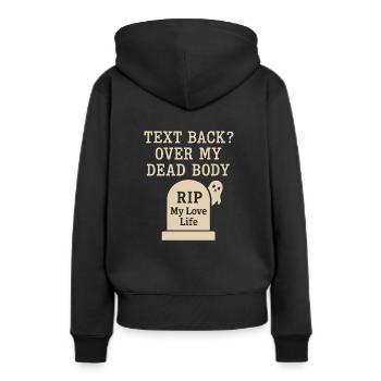 Rupture fantomatique-humour-rencontre-erreur-célibataire - Sweat à capuche Premium bio Femme - noir - Dos - Julia (174cm)