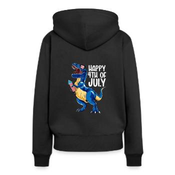 Dinosaur Independence Day USA Juillet - Sweat à capuche Premium bio Femme - noir - Dos - Julia (174cm)