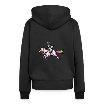 Pixelart Licorne - Sweat à capuche Premium bio Femme - noir - Dos - Julia (174cm)