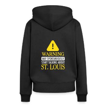WARNING!:St. Louis - Frauen Premium Bio Hoodie - Schwarz - Hinten - Julia (174cm)