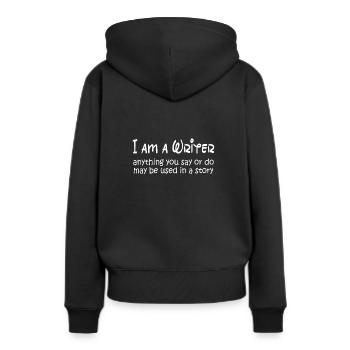 Writing/Writer : I am a Writer - Frauen Premium Bio Hoodie - Schwarz - Hinten - Julia (174cm)
