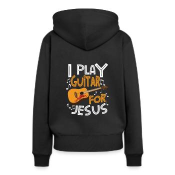 Guitar Player Jesus Guitar Jesus Guitar Player - Frauen Premium Bio Hoodie - Schwarz - Hinten - Julia (174cm)