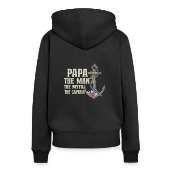 Bateau Papa Capitaine de bateau Ponton Marin Croisière - Sweat à capuche Premium bio Femme - noir - Dos - Julia (174cm)
