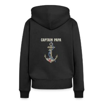 Bateau Papa Capitaine de bateau Ponton Marin Croisière - Sweat à capuche Premium bio Femme - noir - Dos - Julia (174cm)