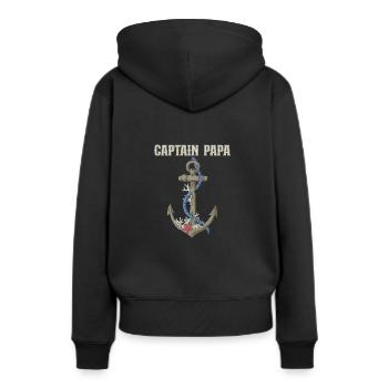 Bateau Papa Capitaine de bateau Ponton Marin Croisière - Sweat à capuche Premium bio Femme - noir - Dos - Julia (174cm)