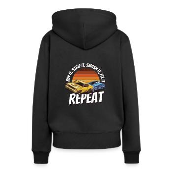 Demo Derby Demolition Derby Demolition Derby - Frauen Premium Bio Hoodie - Schwarz - Hinten - Julia (174cm)
