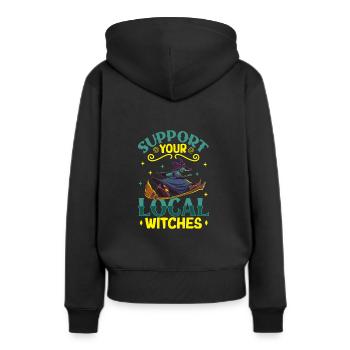 Hexe Okkult Gothic Dunkel Satanisch Unheilige - Frauen Premium Bio Hoodie - Schwarz - Hinten - Julia (174cm)
