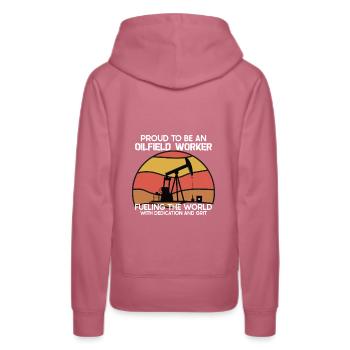 Spinfield Wife Roughneck Oil Drilling Frac crew - Sweat à capuche Premium bio Femme - mauve - Dos - Isabella (175cm)
