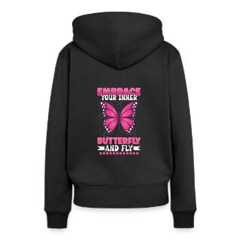 Insecte papillon monarque Monarque Habitat - Sweat à capuche Premium bio Femme - noir - Dos - Julia (174cm)