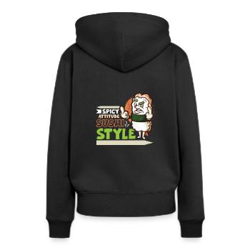 Drôle de sushis malheureux Nourriture japonaise Miso-Malheureux - Sweat à capuche Premium bio Femme - noir - Dos - Julia (174cm)