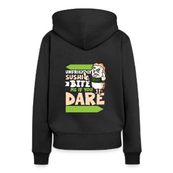 Drôle de sushis malheureux Nourriture japonaise Miso-Malheureux - Sweat à capuche Premium bio Femme - noir - Dos - Julia (174cm)
