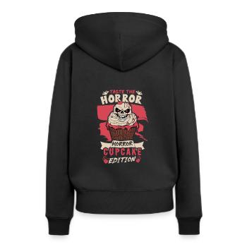 Terrifiant monstre de cupcake d’horreur d’Halloween - Sweat à capuche Premium bio Femme - noir - Dos - Julia (174cm)