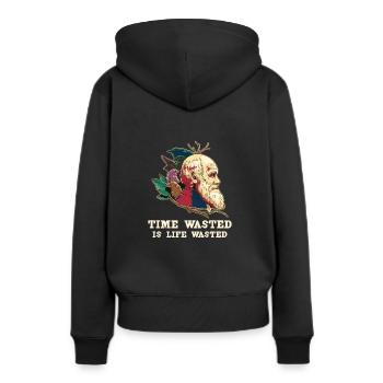 Charles Darwin Athéisme athée - Sweat à capuche Premium bio Femme - noir - Dos - Julia (174cm)