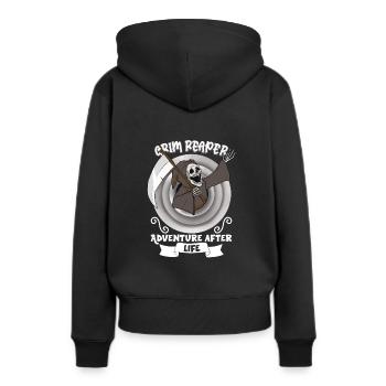 Lustiger Gruseliger Sensenmann, Toter - Frauen Premium Bio Hoodie - Schwarz - Hinten - Julia (174cm)