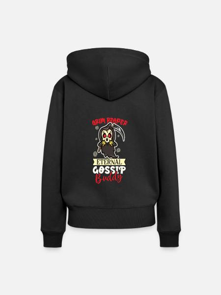 Lustiger Gruseliger Sensenmann, Toter - Frauen Premium Bio Hoodie - Schwarz