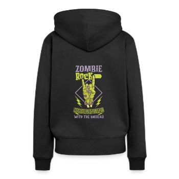 Zombie Rock'n Roll Horror Rock Headbanging Rock - Frauen Premium Bio Hoodie - Schwarz - Hinten - Julia (174cm)