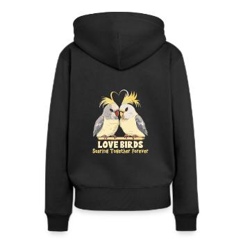 Valentinstag Turteltauben Vogelmotiv Romantisch - Frauen Premium Bio Hoodie - Schwarz - Hinten - Julia (174cm)