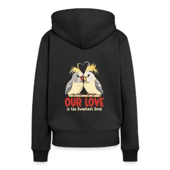 Valentinstag Turteltauben Vogelmotiv Romantisch - Frauen Premium Bio Hoodie - Schwarz - Hinten - Julia (174cm)