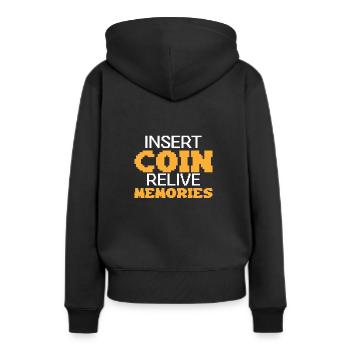 Drôle de culture du jeu rétro - Sweat à capuche Premium bio Femme - noir - Dos - Julia (174cm)