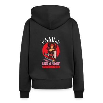 Pirate Bateau Pirate Femme Capitaine Pirate - Sweat à capuche Premium bio Femme - noir - Dos - Julia (174cm)