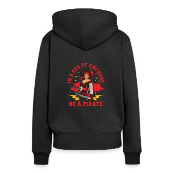 Pirate Bateau Pirate Femme Capitaine Pirate - Sweat à capuche Premium bio Femme - noir - Dos - Julia (174cm)