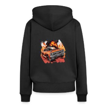 Demo Derby Demolition Derby Demolition Derby - Frauen Premium Bio Hoodie - Schwarz - Hinten - Julia (174cm)