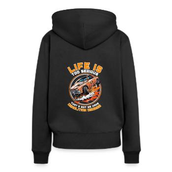 Demo Derby Demolition Derby Demolition Derby - Frauen Premium Bio Hoodie - Schwarz - Hinten - Julia (174cm)