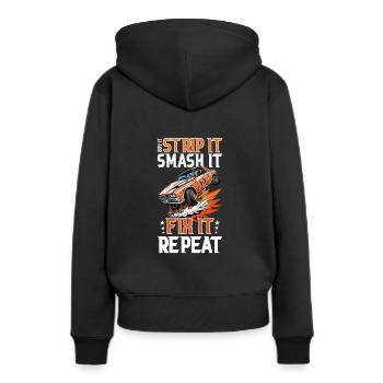 Demo Derby Demolition Derby Demolition Derby - Frauen Premium Bio Hoodie - Schwarz - Hinten - Julia (174cm)