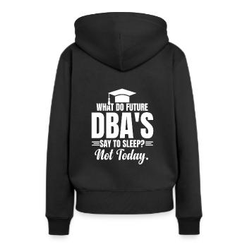 DBA Degree DBA Degree Docteur en commerce - Sweat à capuche Premium bio Femme - noir - Dos - Julia (174cm)