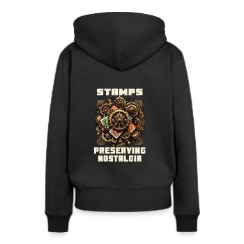 Philatelie Philatelist Briefmarke Sammeln - Frauen Premium Bio Hoodie - Schwarz - Hinten - Julia (174cm)