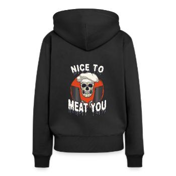 Coupe-viande Boucher Horreur Squelette Gore - Sweat à capuche Premium bio Femme - noir - Dos - Julia (174cm)