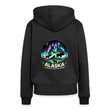 Polarlicht-aurora-verfolger Alaska Wilderness - Frauen Premium Bio Hoodie - Schwarz - Hinten - Julia (174cm)