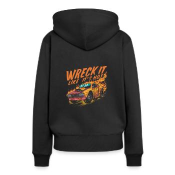 Demo Derby Demolition Derby Demolition Derby - Frauen Premium Bio Hoodie - Schwarz - Hinten - Julia (174cm)