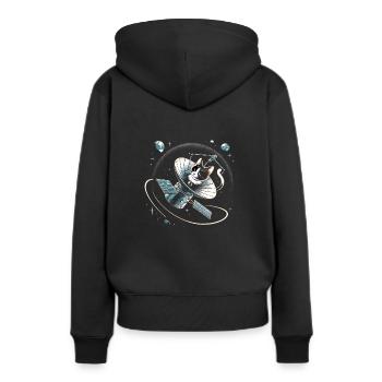 Chat, Astronaute, Astronomie, Système Solaire Externe - Sweat à capuche Premium bio Femme - noir - Dos - Julia (174cm)