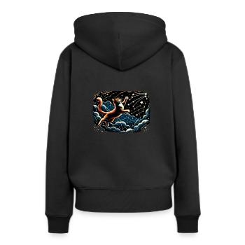 Chat, Astronaute, Astronomie, Système Solaire Externe - Sweat à capuche Premium bio Femme - noir - Dos - Julia (174cm)